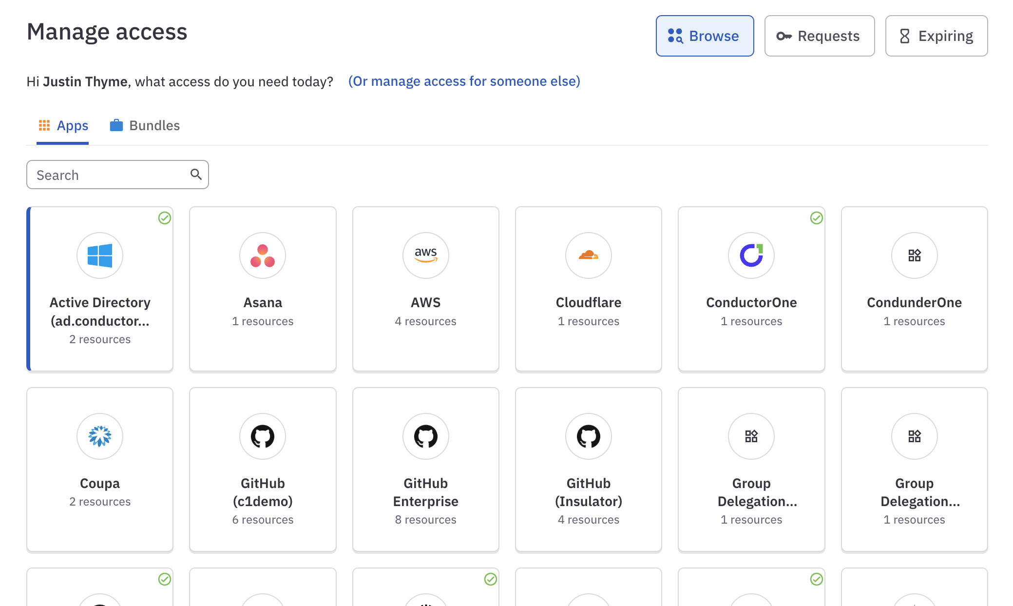 The Browse page showing available apps.