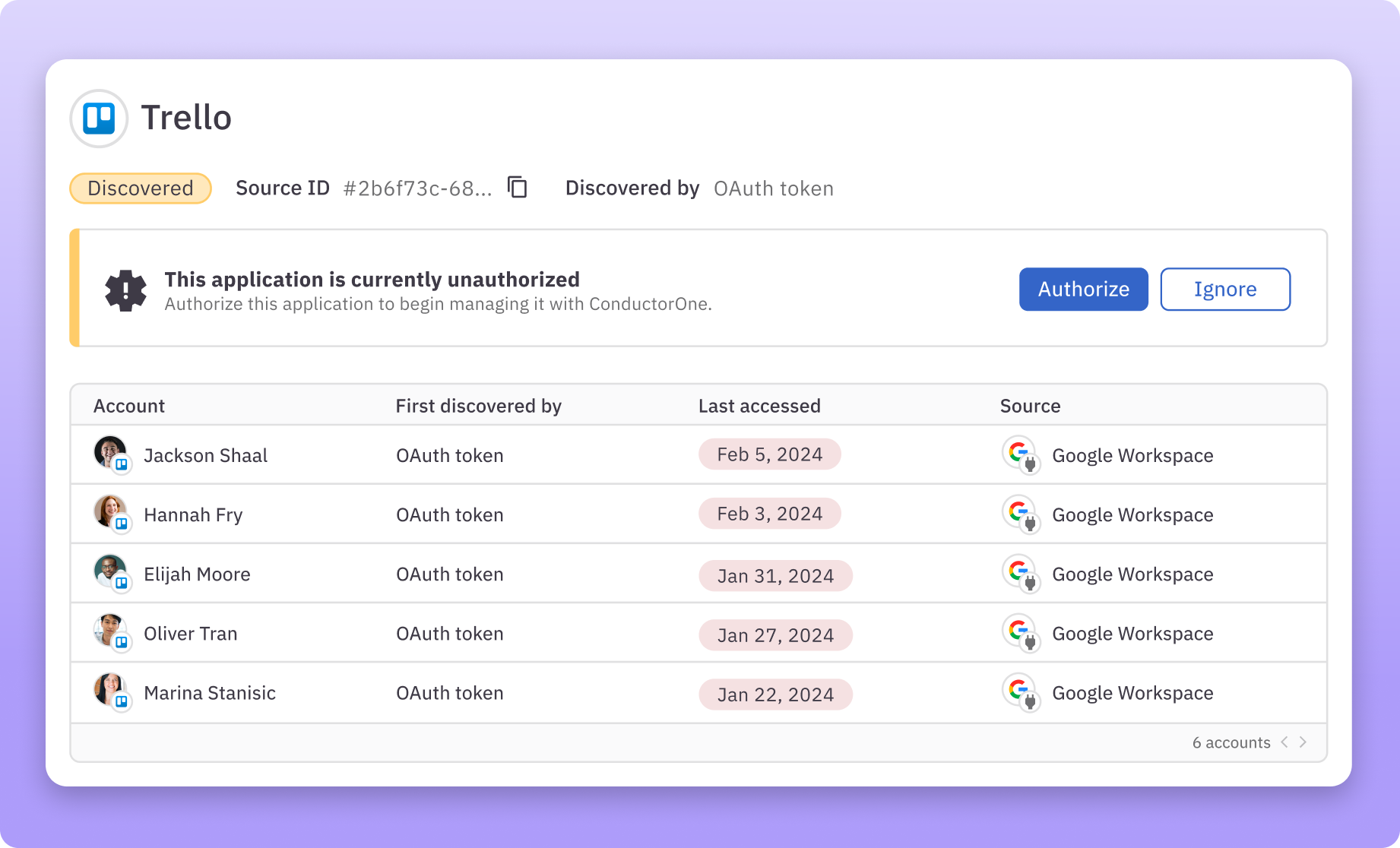 Image of logins to a shadow app